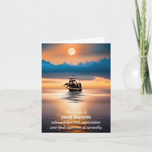 Schiff auf See zum Dank Beileid Karte (Vorderseite)