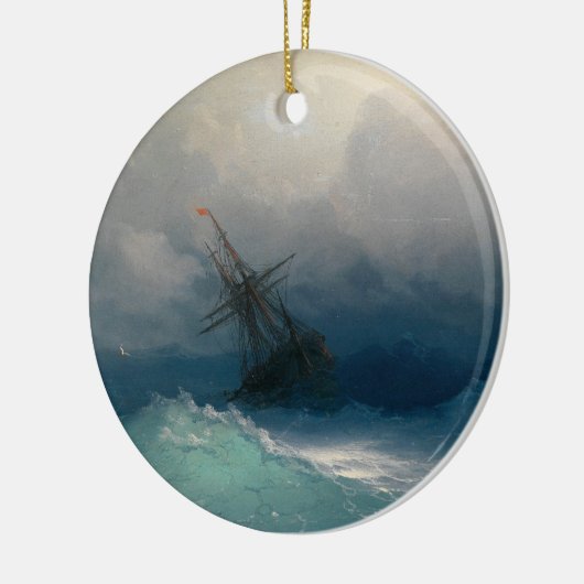 Schiff auf stürmischen Meeren Keramik Ornament (Links)