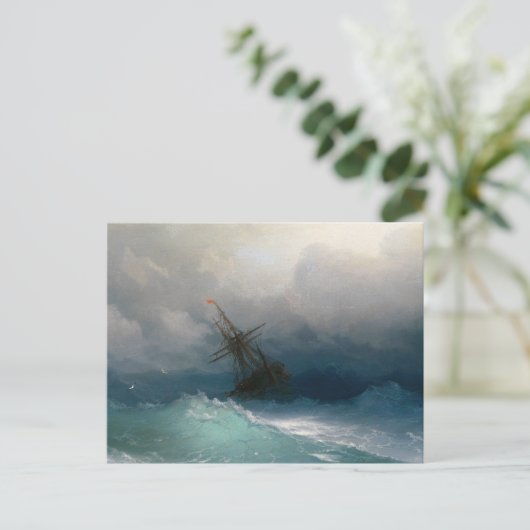 Schiff auf Sturmsee Ivan Aivazovsky Seesturm Postkarte (Stehend Vorderseite)