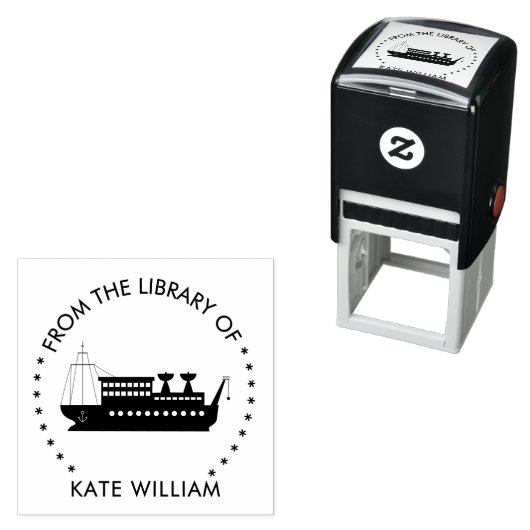 Schiff aus der Bibliothek der runden Briefmarke Permastempel (Beispiel)