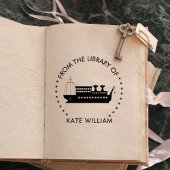 Schiff aus der Bibliothek der runden Briefmarke Permastempel