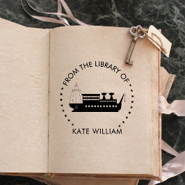 Schiff aus der Bibliothek der runden Briefmarke Permastempel