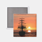 Schiff bei Sonnenuntergang Magnet (Vorderseite/Rückseite)
