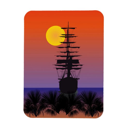 Schiff bei Sonnenuntergang Magnet (Vertikal)