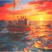 Schiff bei Sunset Aufkleber (Vorderseite)