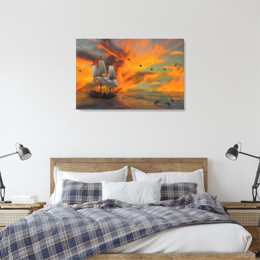 Schiff bei Sunset Leinwanddruck (Insitu (Schlafzimmer))