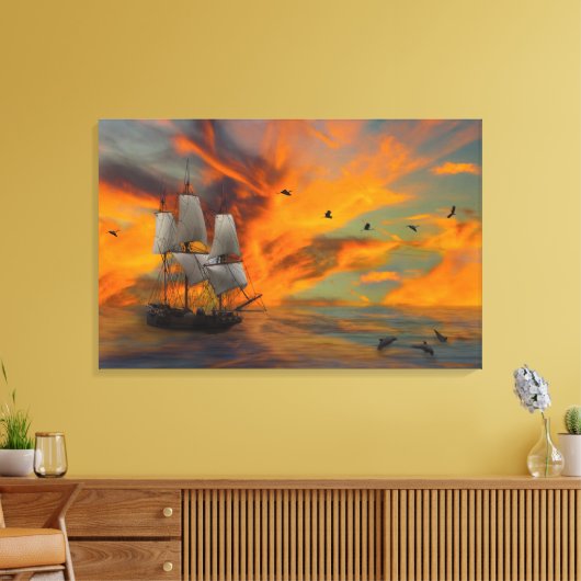 Schiff bei Sunset Leinwanddruck (Insitu (Wohnzimmer))