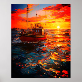 Schiff bei Sunset Poster