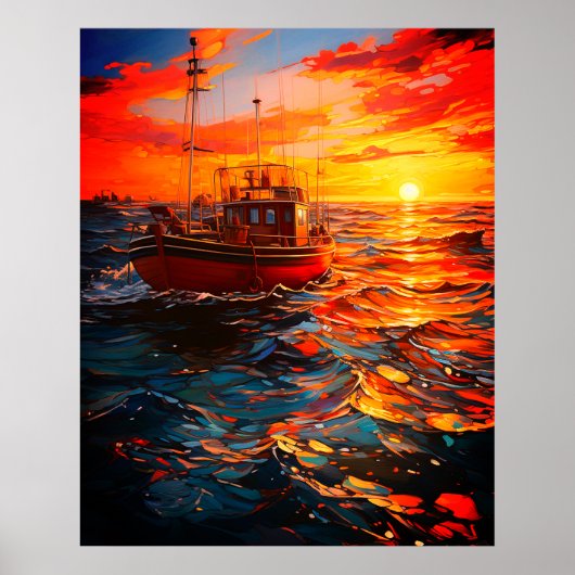 Schiff bei Sunset Poster (Vorne)