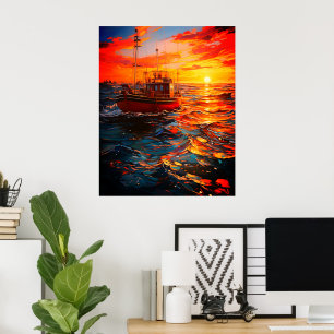 Schiff bei Sunset Poster
