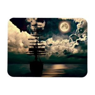 Schiff bei Vollmond Magnet