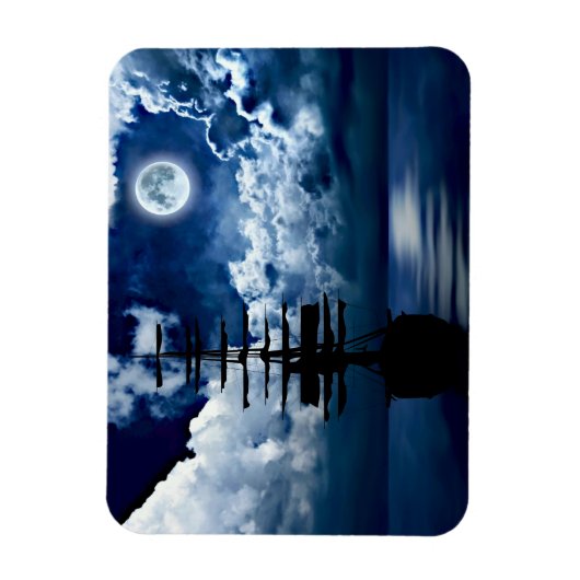 Schiff bei Vollmond Magnet (Vertikal)