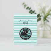 Schiff blauer weißer Streifen UAWG 1 Einladungspostkarte (Stehend Vorderseite)