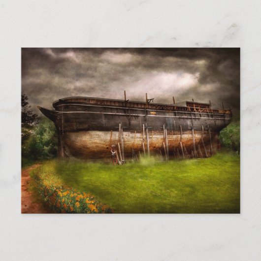 Schiff - Der Bau der Arche Noah Postkarte (Vorderseite)