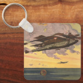 Schiff der Vintagen Science Fiction Schlüsselanhänger (Vorderseite)