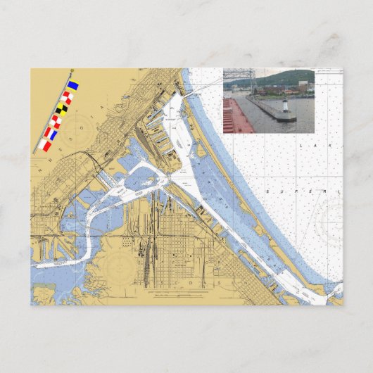 Schiff Duluth, MN Harbour Chart Signal Flags Postkarte (Vorderseite)