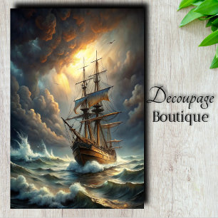 Schiff durch Sturm Decoupage Seidenpapier