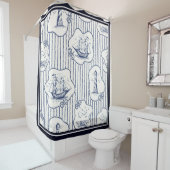 Schiff Elements Blue White Lighthouse Ship Duschvorhang (Beispiel)