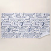 Schiff Elements Blue White Lighthouse Ship Strandtuch (Vorderseite)