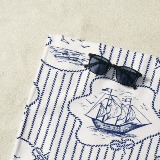 Schiff Elements Blue White Lighthouse Ship Strandtuch (Beispiel)