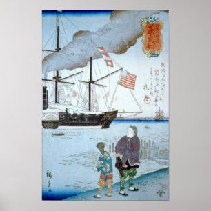 Schiff für Ausländer, Hiroshige Japanisch Fine A Poster