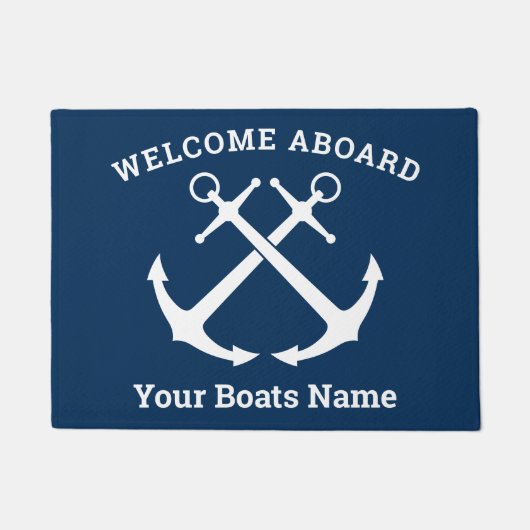 Schiff für benutzerdefinierte Navy Blue & White Cr Fußmatte (Vorderseite)