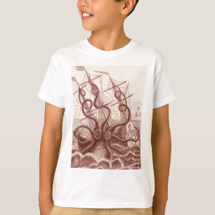 Schiff gegen Oktopus T-Shirt