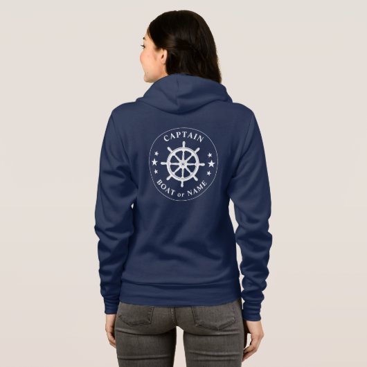 Schiff Helm Wheels Stars Captain oder Schiffsnacht Hoodie (Schwarz voll)
