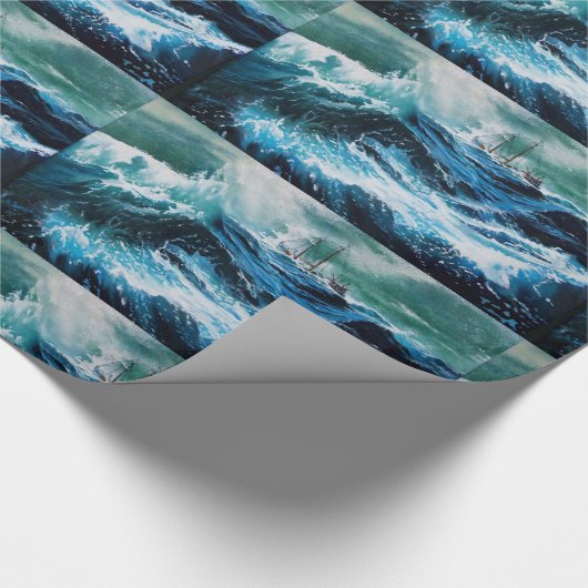 Schiff im Meer im Sturm Geschenkpapier (Ecke)