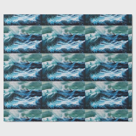 Schiff im Meer im Sturm Geschenkpapier (Flach)