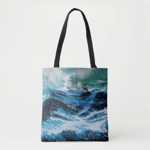 Schiff im Meer im Sturm, nautisch Tasche
