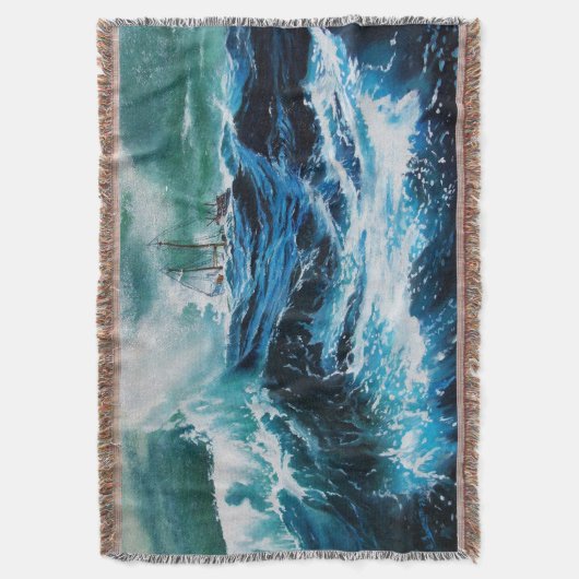 Schiff im Meer in Sturm, nautisch, Marine blau Decke (Vorderseite Vertikal)