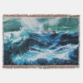 Schiff im Meer in Sturm, nautisch, Marine blau Decke (Vorderseite)