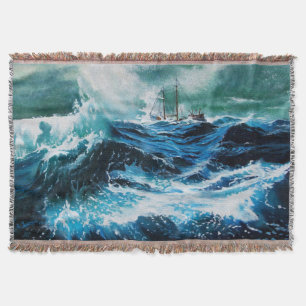 Schiff im Meer in Sturm, nautisch, Marine blau Decke