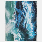 Schiff im Meer in Sturm, nautisch, Marine blau Fleecedecke (Vorderseite)