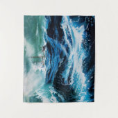 Schiff im Meer in Sturm, nautisch, Marine blau Wandteppich (Vorderseite)