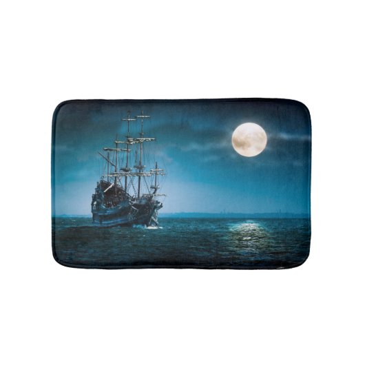 Schiff im Mondlicht Badematte (Vorderseite)