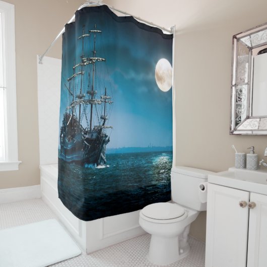 Schiff im Mondlicht Duschvorhang (Beispiel)