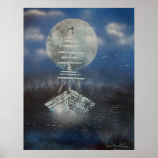 Schiff im Mondlicht Poster