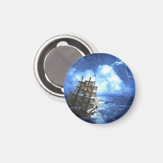 Schiff im Storm Button Magnet (Vorderseite/Rückseite)
