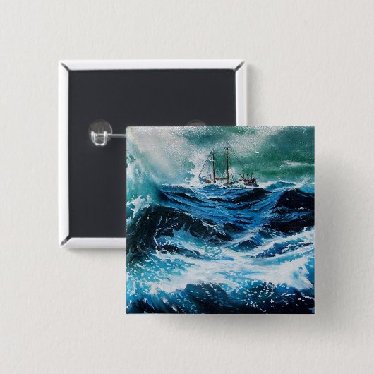 Schiff im Sturm Button (Vorne & Hinten)