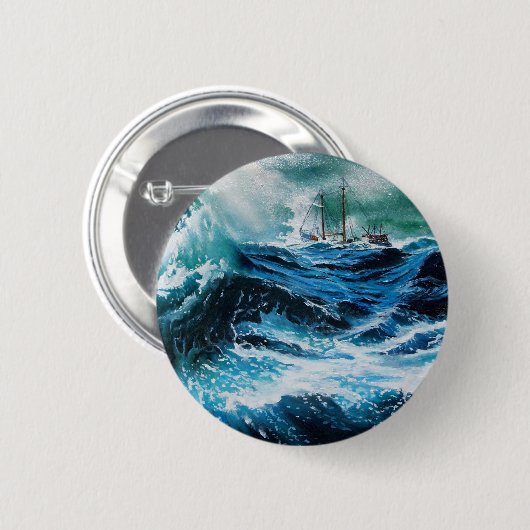 Schiff im Sturm Button (Vorne & Hinten)