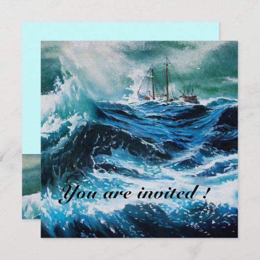 Schiff im Sturm Einladung (Vorne/Hinten)
