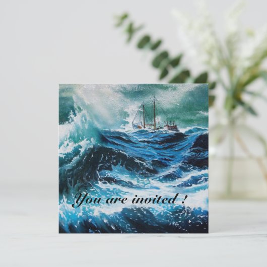 Schiff im Sturm Einladung (Stehend Vorderseite)