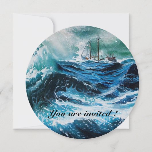 Schiff im Sturm Einladung (Vorderseite)