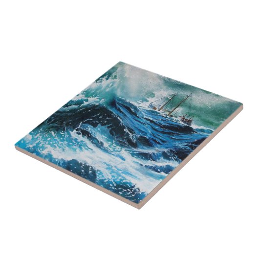 Schiff im Sturm Fliese (Seite)