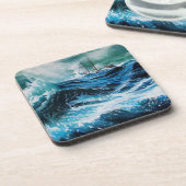 Schiff im Sturm Getränkeuntersetzer (Linke Seite)