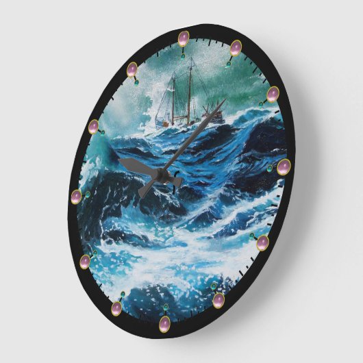 Schiff im Sturm Große Wanduhr (Winkel)