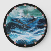 Schiff im Sturm Große Wanduhr (Vorderseite)