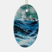 Schiff im Sturm Keramik Ornament (Rechts)